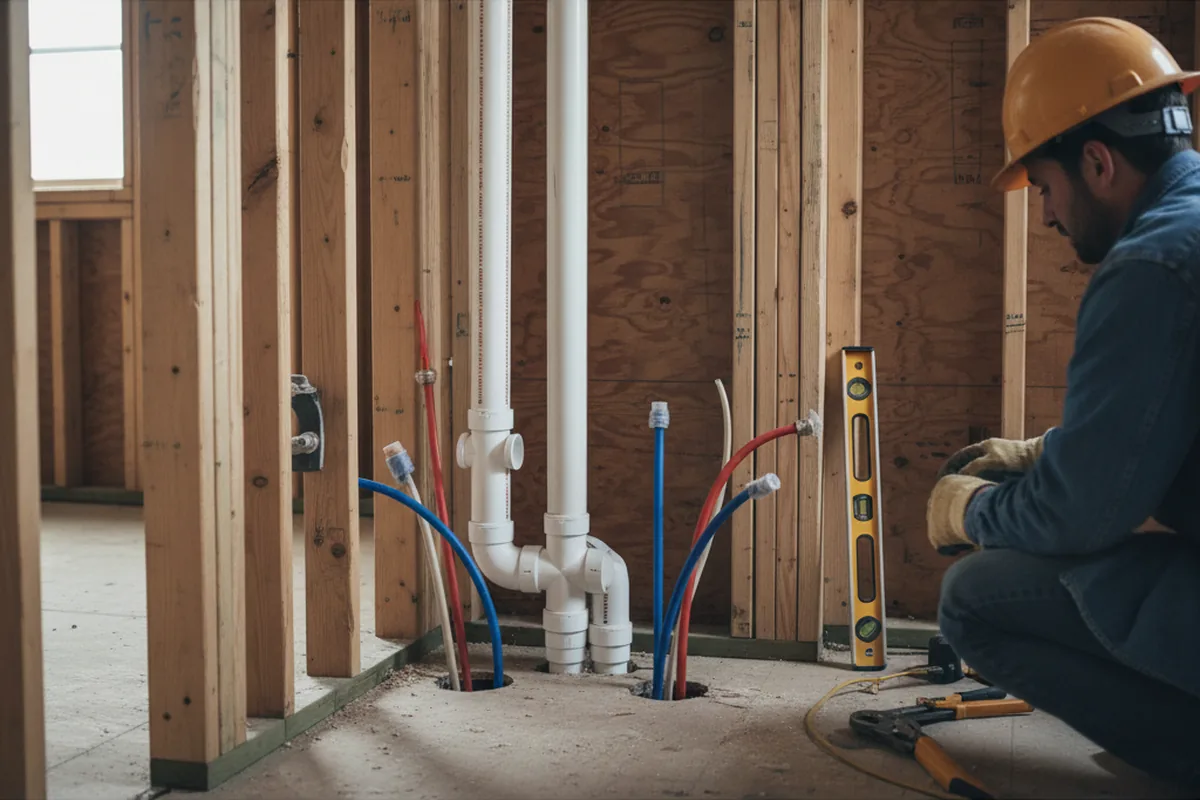 Drain and supply rough-in during Drain Cleaning in Medina